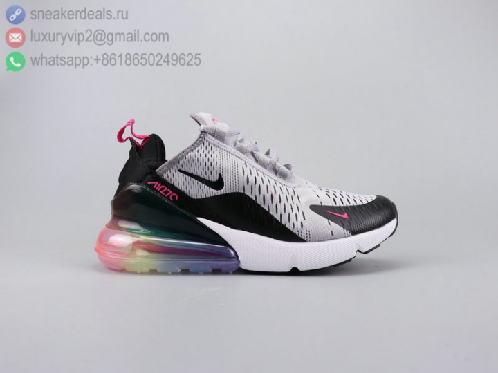 NIKE AIR MAX 270 FLYKNIT GREY BLACK WHITE RAINBOW CLEAR UNISEX RUNNING SHOES